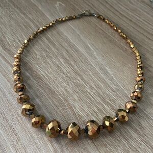 Elegant Vintage Bronze Gold Beaded Choker Necklace